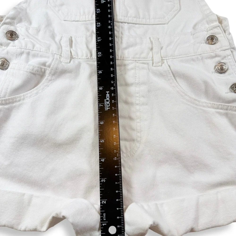 We The Free People White Denim Shortalls XS Cotton Bib Overalls OB1417658